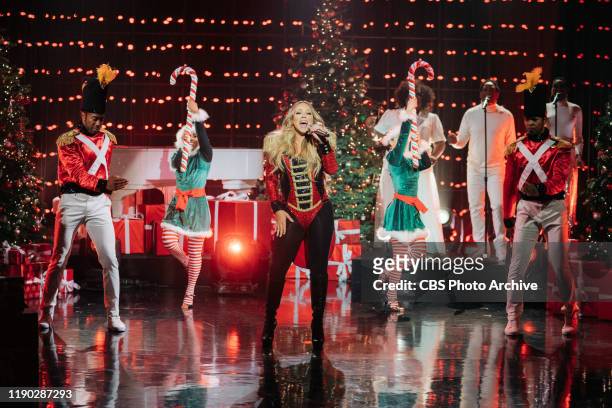 Mariah Carey performs ÒAll I Want For Christmas is YouÓ from her 25th Anniversary album reissue of Merry Christmas during The Late Late Show with...