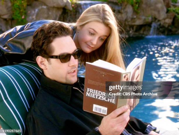 The movie "Clueless", written and directed by Amy Heckerling. Seen here from left, Paul Rudd and Alicia Silverstone . He reads Friedrich Nietzsche....