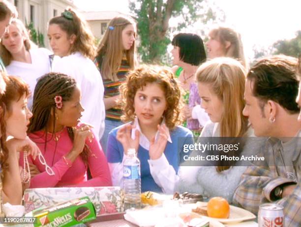 The movie "Clueless", written and directed by Amy Heckerling. Seen here seated from left, Elisa Donovan , Stacey Dash , Brittany Murphy , Alicia...