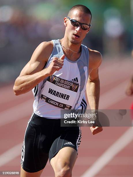 Jeremy Wariner wins first-round heat of 400 meters in 45.29 in the USA Track & Field Championships at the Home Depot Center in Carson, California on...