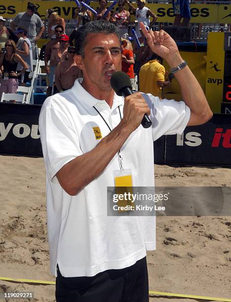 Commissioner Leonard Armato speaks at the AVP Hermosa Beach Open in Hermosa Beach, Calif. On Sunday, July 24, 2005.