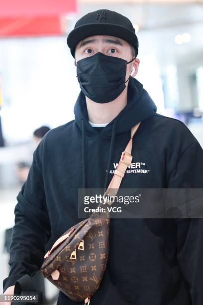 Actor Jiang Jinfu is seen at airport on October 10, 2019 in Shanghai, China.
