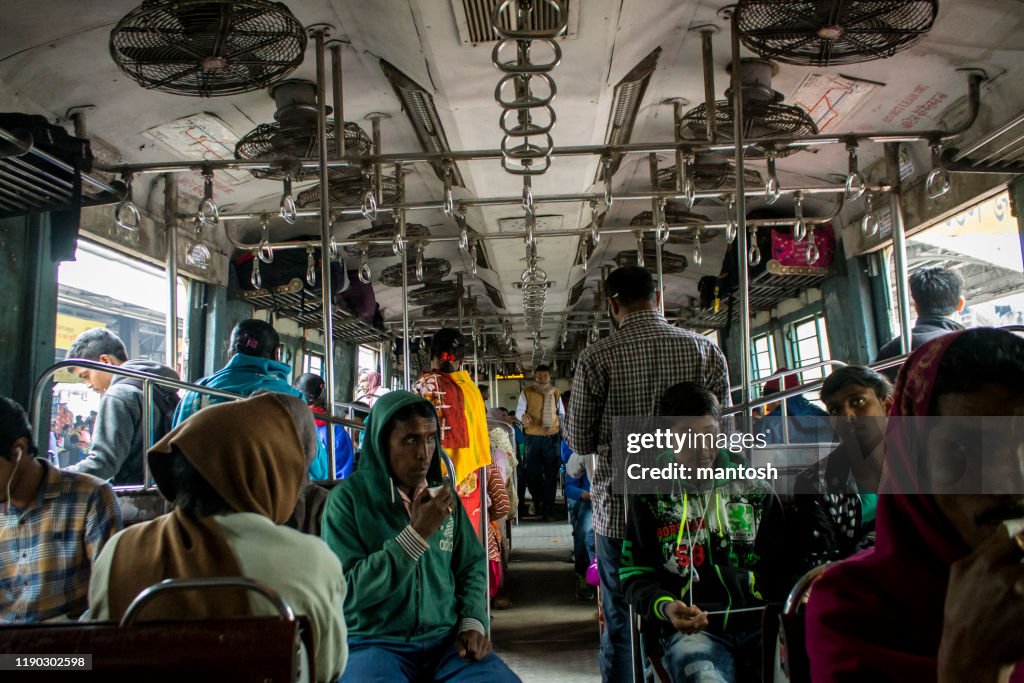 Passengers Inside Local Train Of Indian Railway High-Res Stock Photo ...
