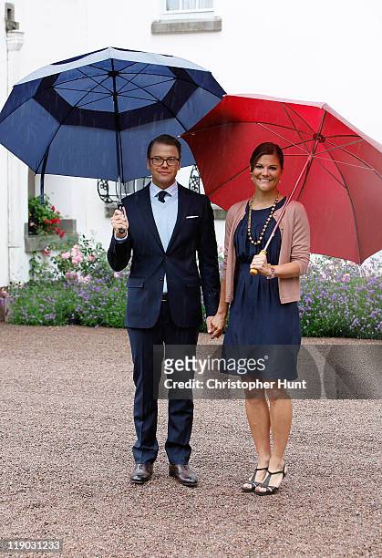 Crown Princess Victoria of Sweden and Prince Daniel, Duke of Vastergotland attend Crown Princess Victoria's birthday celebrations at Solliden on July...