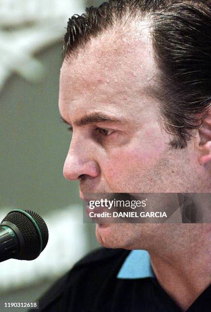 Argentine coach Marcelo Bielsa answers questions during a press cnference 03 September Buenos Aires. Marcelo Bielsa director tecnico del seleccionado...