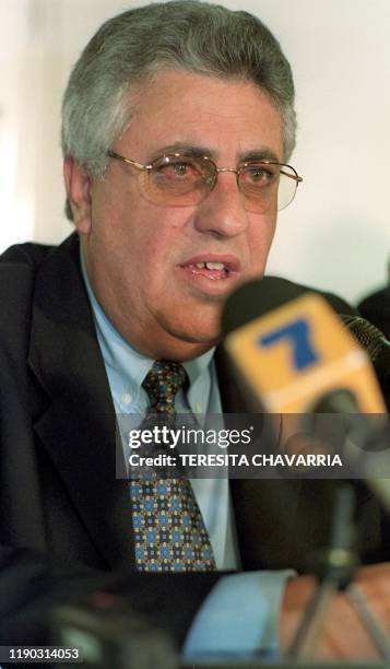 This phot was taken 15 April 2000 of the coach of the Costa Rican Selection, Gilson Siqueira Nunes, during a press conference in San Jose, Costa...