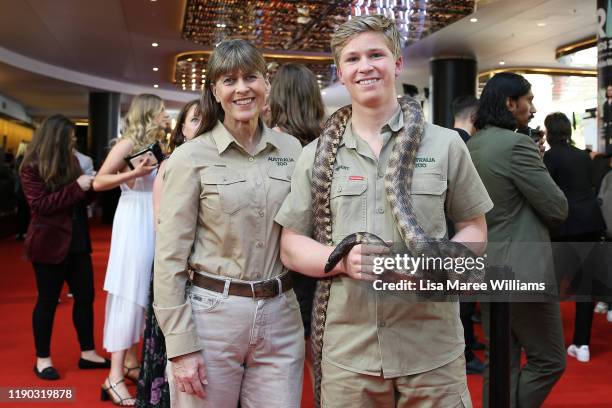 Terri Irwin and Robert Irwin arrivesfor the 33rd Annual ARIA Awards 2019 at The Star on November 27, 2019 in Sydney, Australia.