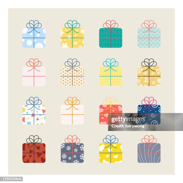 ilustrações de stock, clip art, desenhos animados e ícones de giftbox icons - birthday icon