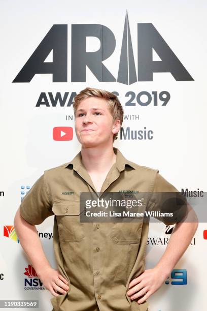 Robert Irwin poses in the awards room during the 33rd Annual ARIA Awards 2019 at The Star on November 27, 2019 in Sydney, Australia.