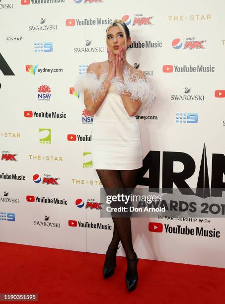 Dua Lipa arrives for the 33rd Annual ARIA Awards 2019 at The Star on November 27, 2019 in Sydney, Australia.