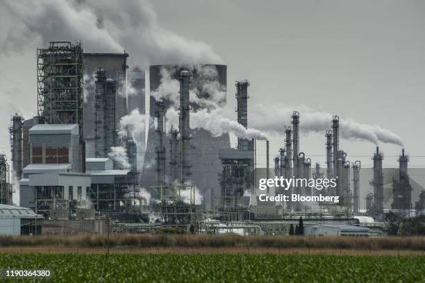 Emissions rise from towers of the Sasol Ltd. Secunda coal-to-liquids plant in Mpumalanga, South Africa, on Monday, Dec. 23, 2019. The level of sulfur...