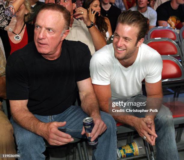 James Caan and Scott Caan during Fernando Vargas vs Fitz Vanderpool Ringside at The Grand Olympic Auditorium in Los Angeles, California, United...