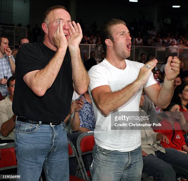 James Caan and Scott Caan during Fernando Vargas vs Fitz Vanderpool Ringside at The Grand Olympic Auditorium in Los Angeles, California, United...