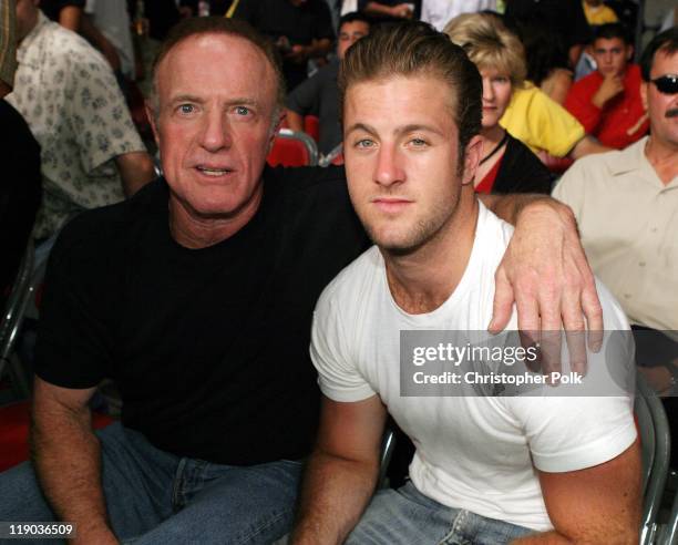 James Caan and Scott Caan during Fernando Vargas vs Fitz Vanderpool Ringside at The Grand Olympic Auditorium in Los Angeles, California, United...