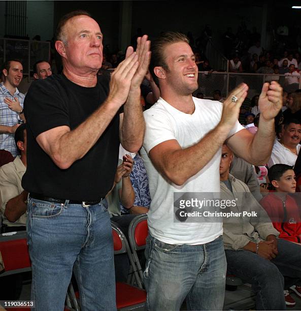 James Caan and Scott Caan during Fernando Vargas vs Fitz Vanderpool Ringside at The Grand Olympic Auditorium in Los Angeles, California, United...
