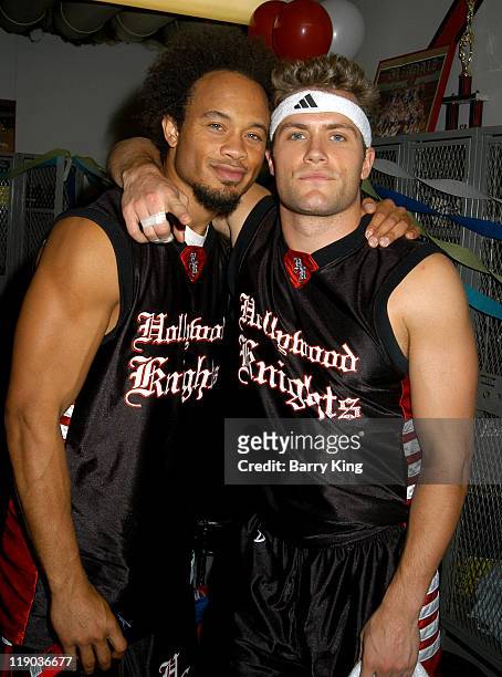 Kiko Ellsworth and Kyle Brandt during Hollywood Knights Charity Basketball Game-Glendale at Glendale High School in Glendale, CA., United States.