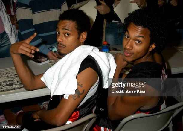 Teck Money and Wesley Jonathan during Hollywood Knights Charity Basketball Game-Glendale at Glendale High School in Glendale, CA., United States.