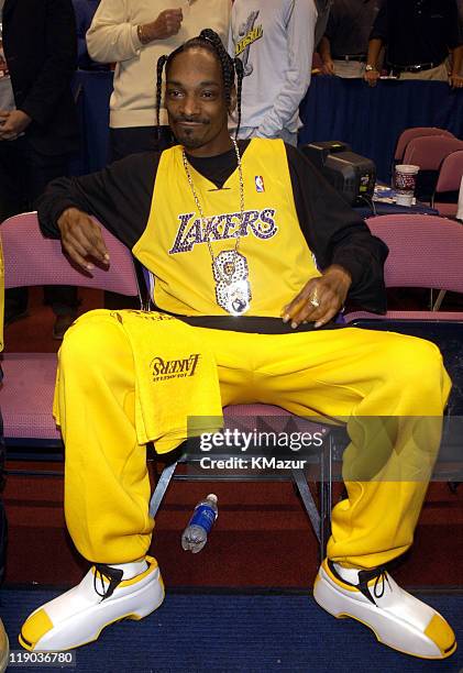 Snoop Dogg during Celebrities at Game 4 of the NBA Finals with the Los Angeles Lakers and the New Jersey Nets at Continental Arena in East...