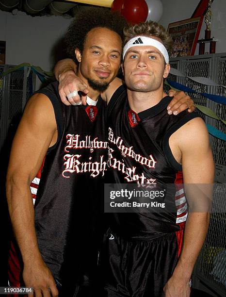 Kiko Ellsworth and Kyle Brandt during Hollywood Knights Charity Basketball Game-Glendale at Glendale High School in Glendale, CA., United States.