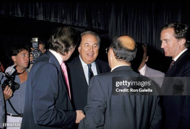 Donald Trump, Alfred Taubman and Al D'amato during Mike Tyson vs Carl Williams - July 21, 1989 at Trump Plaza in Atlantic City, New Jersey, United...