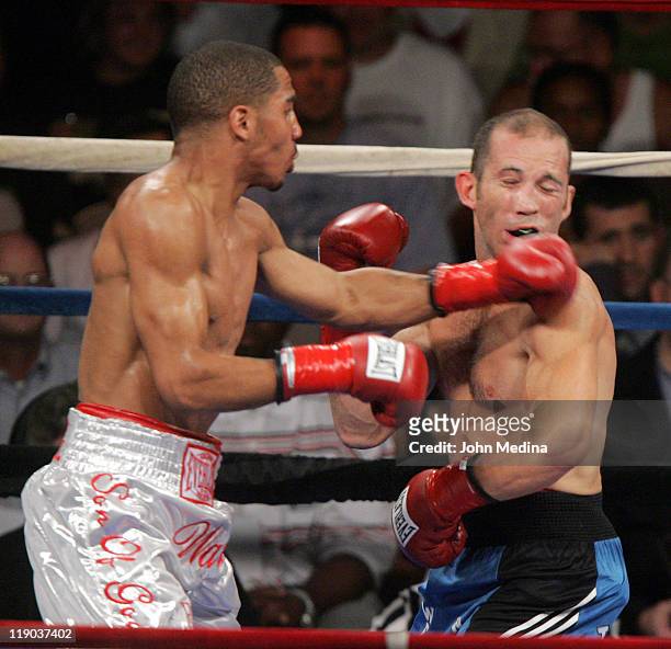 Middleweight Andre Ward in action during his defeat of Christopher Holt at the 'Best Damn Night Of Olympians Period' boxing event at HP Pavilion...