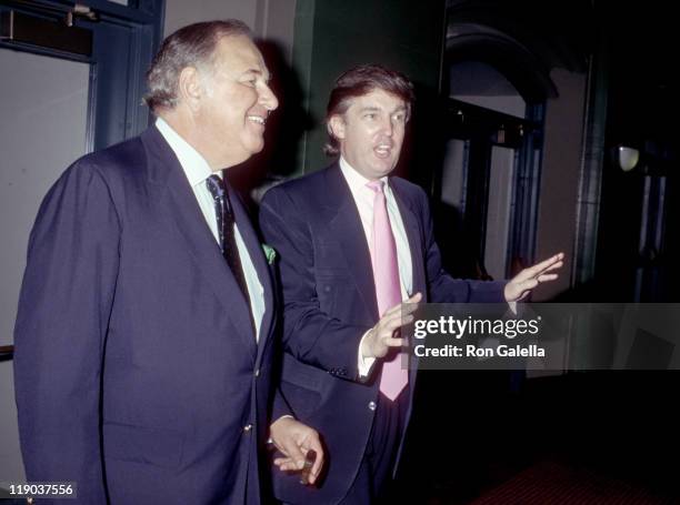 Alfred Taubman and Donald Trump during Mike Tyson vs Carl Williams - July 21, 1989 at Trump Plaza in Atlantic City, New Jersey, United States.