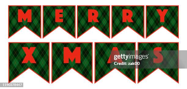 merry christmas - green argyle stock illustrations