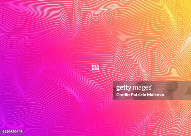 psychedelic vector background with colored waves distortion, colorful striped background, moving activity, geometric shapes line art - psychedelic pattern stock illustrations