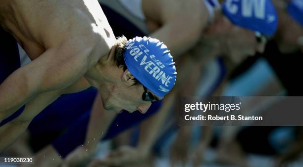 Michael Phelps at the start of the Men's 200 Meter Freestyle at the second day of the Santa Clara 38th International - 2005 USA Swimming Grand Prix...