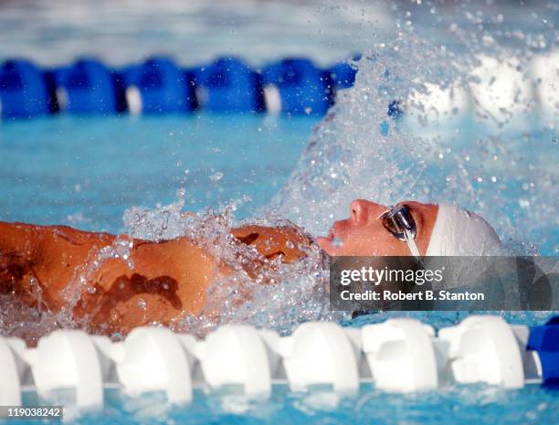 Aaron Peirsol Qualified ahead of Michael Phelps for the Men's 200m Backstroke Final at the U.S. Swimming Olympic Team Trials at Charter All Digital...