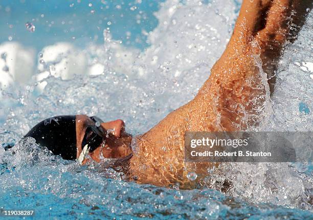 Lenny Krayzelburg won the mens backstroke in a time of 55.28 at the Janet Evans Invitational in Long Beach, California June 13, 2004