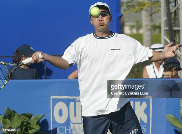 Michael Chang of the USA in action, defeating Petr Korda of the Czech Republic 6-2, 6-4 in the first round of the Champions Cup Naples at the Players...