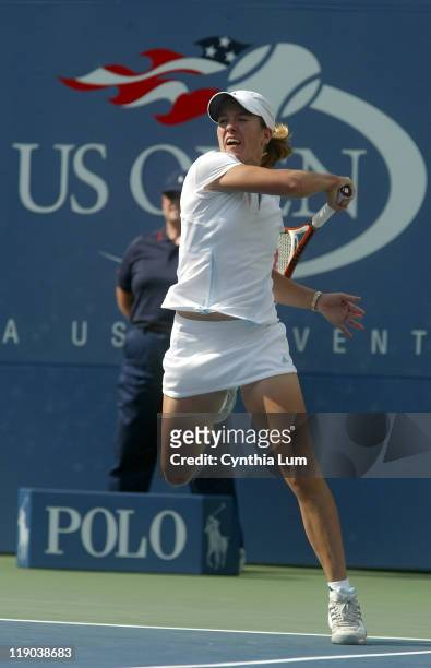 Justine Henin-Hardenne during her semifinal match against Jelena Jankovic at the 2006 US Open at the USTA Billie Jean King National Tennis Center in...