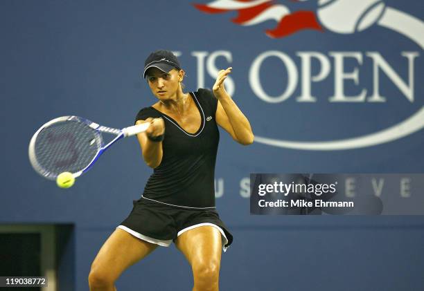 Tatiana Golovin during her quarterfinal match against Maria Sharapova at the 2006 US Open at the USTA Billie Jean King National Tennis Center in...