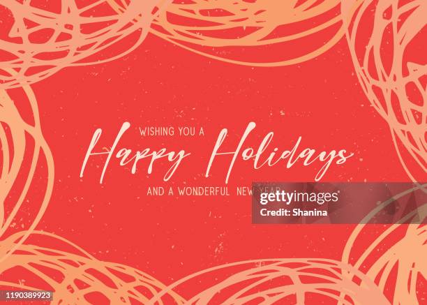 happy holidays scribbles greeting card - middle eastern pattern stock illustrations
