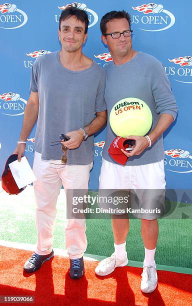 Hank Azaria and Matthew Perry during Official US Open celebrity Men's singles finals "Buzz" party hosted by the USTA at USTA National Tennis Center...