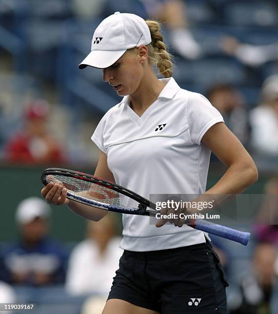 Elena Dementieva as she ends her run at the Pacific Life Open after losing her semi-final match 6-4, 6-2 to Kim Clijsters at Indian Wells, California...