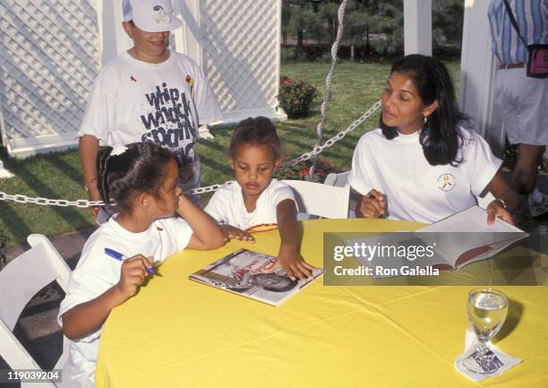 Camera Ashe, guest and Jeanne Ashe during Arthur Ashe AIDS Tennis Challenge Pro-Celebrity Tennis Match - August 28, 1994 at Flushing Meadow Park in...