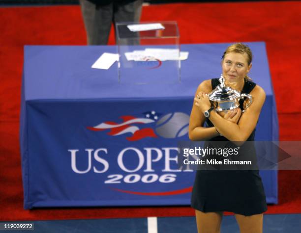 Maria Sharapova wins the womens final against Justine Henin-Hardenne at the 2006 US Open at the USTA National Tennis Center in Flushing Queens, NY on...