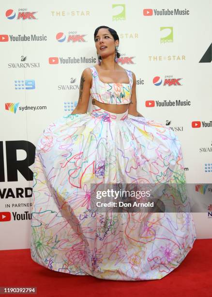 Halsey arrives for the 33rd Annual ARIA Awards 2019 at The Star on November 27, 2019 in Sydney, Australia.
