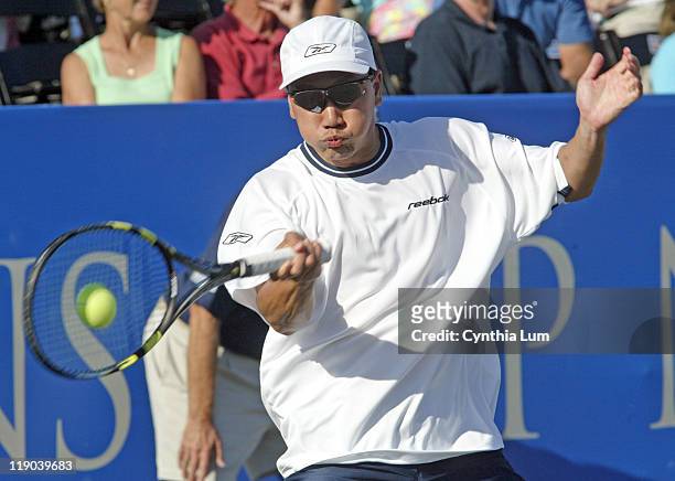 Michael Chang of the USA in action, defeating Petr Korda of the Czech Republic 6-2, 6-4 in the first round of the Champions Cup Naples at the Players...