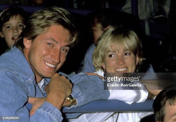 Wayne Gretzky and Wife Janet Jones during U.S. Open Tennis - September 4, 1990 at Flushing Meadows Park in Queens, New York, United States.