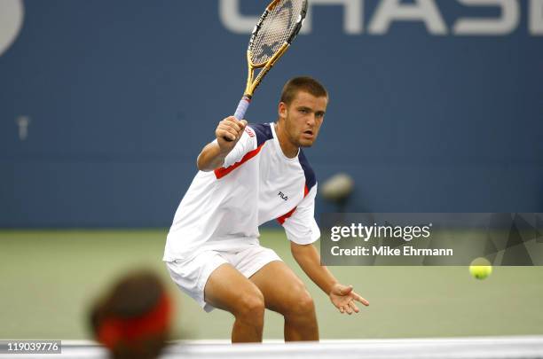 Mikhail Youzhny during his quarterfinals match against Rafael Nadal at the 2006 US Open at the USTA Billie Jean King National Tennis Center in...