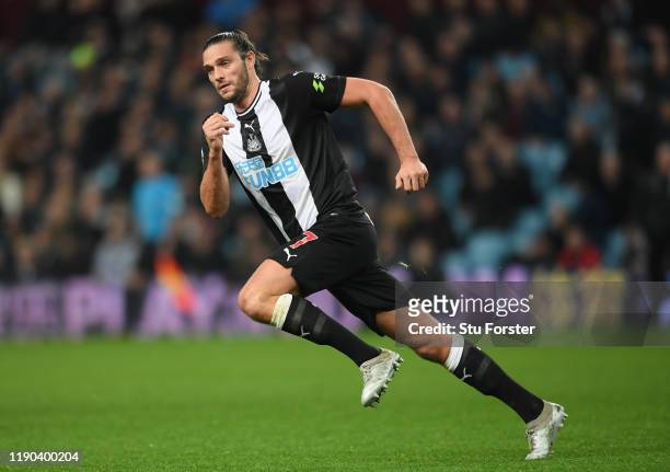 Newcastle player Andy Carroll in action during the Premier League match between Aston Villa and Newcastle United at Villa Park on November 25, 2019...