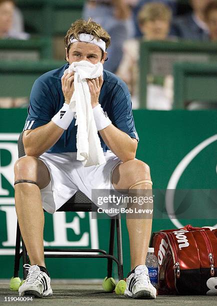 Mardy Fish reacts after being defeated by Mariano Zabaleta . Mariano Zabaleta defeated [4]Mardy Fish 7-5 6-4 in 2nd round action at the U.S. Mens...