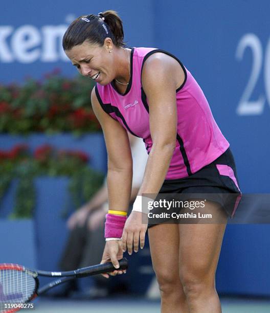 Jennifer Capriati during her semifinal match against Elena Dementieva at the 2004 US Open in New York on September 10, 2004. Dementieva won...