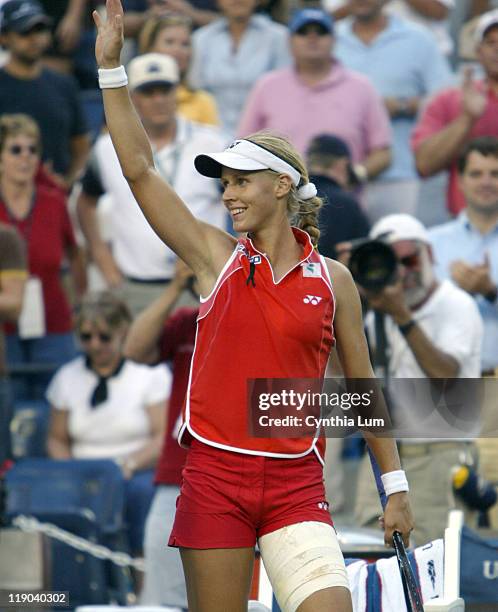 Elena Dementieva during her semifinal match against Jenifer Capriotti at the 2004 US Open in New York on September 10, 2004. Dementieva won...