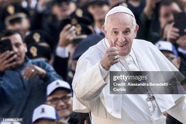 Pope Francis leads his general weekly audience in St. Peter's Square on November 27, 2019 in Vatican City, Vatican.