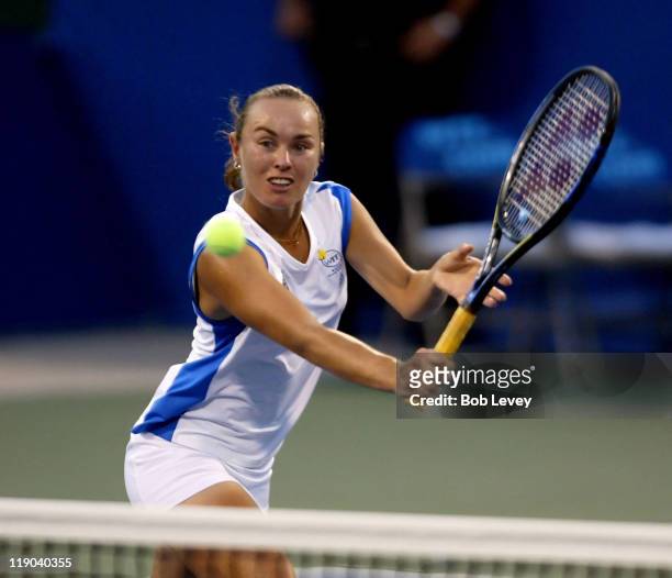 Martina Hingis during action against the Houstonn Wranglers. The New York Sportimes defeated the Houston Wranglers, 22-17, at Westside Tennis Club,...