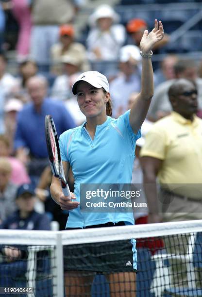 Justine Henin-Hardenne during her quarterfinals match against Lindsay Davenport at the 2006 US Open at the USTA Billie Jean King National Tennis...